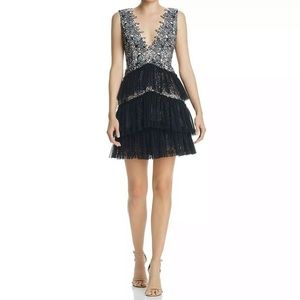 BCBG Max Azria Eve Pink Lace Tiered Dress size 8